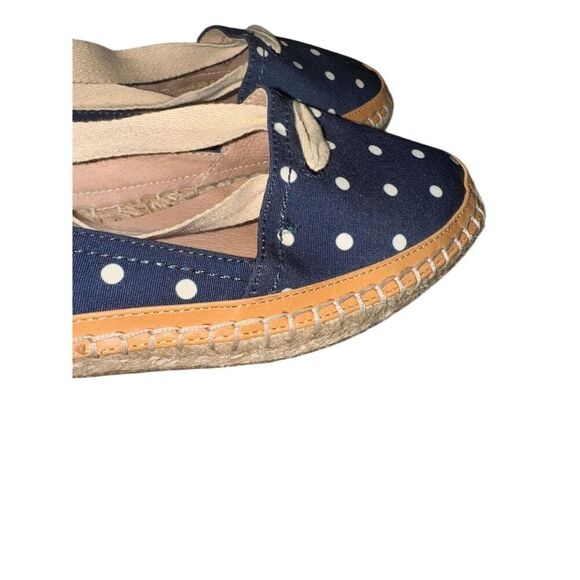 Antonio Melani Luluna Blue Polka Dot Ankle Wrap Espadrille Flats Size 7.5 - Picture 10 of 13
